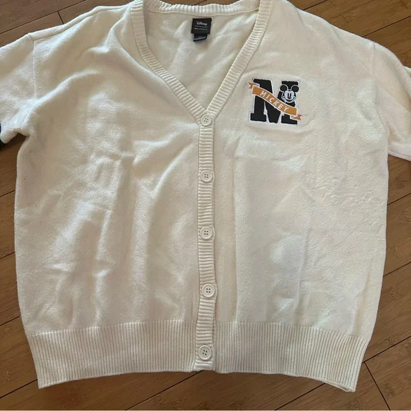 Her Universe Letterman Varsity Cream Cardigan with Black Lettering - Picture 2 of 4